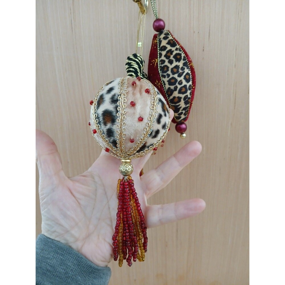 Fabric & Tassels Set of 3 Christmas Ornaments Holiday Tree Decoration - Picture 3 of 7